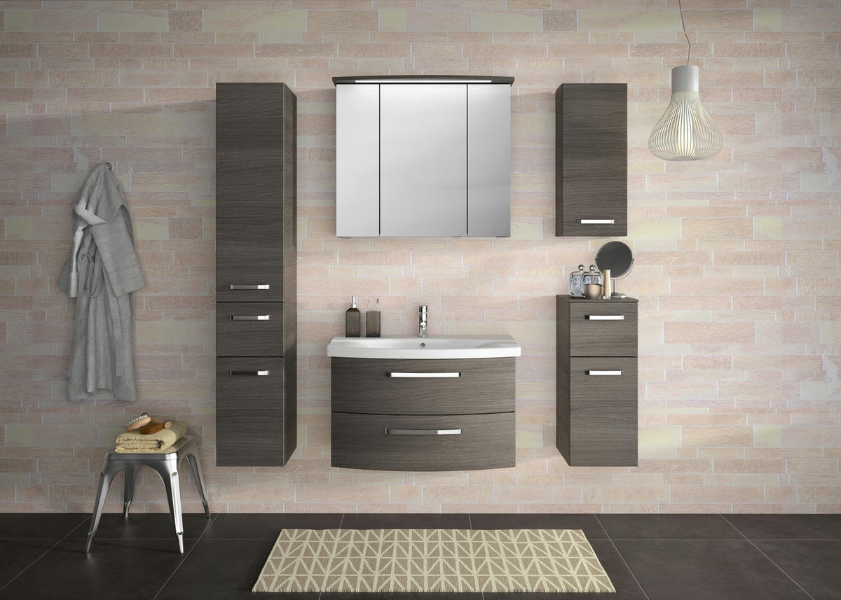 BADEZIMMER 3-teilig  in 84 cm  - Chromfarben/Graphitfarben, MODERN, Glas/Keramik (84cm) - Sadena