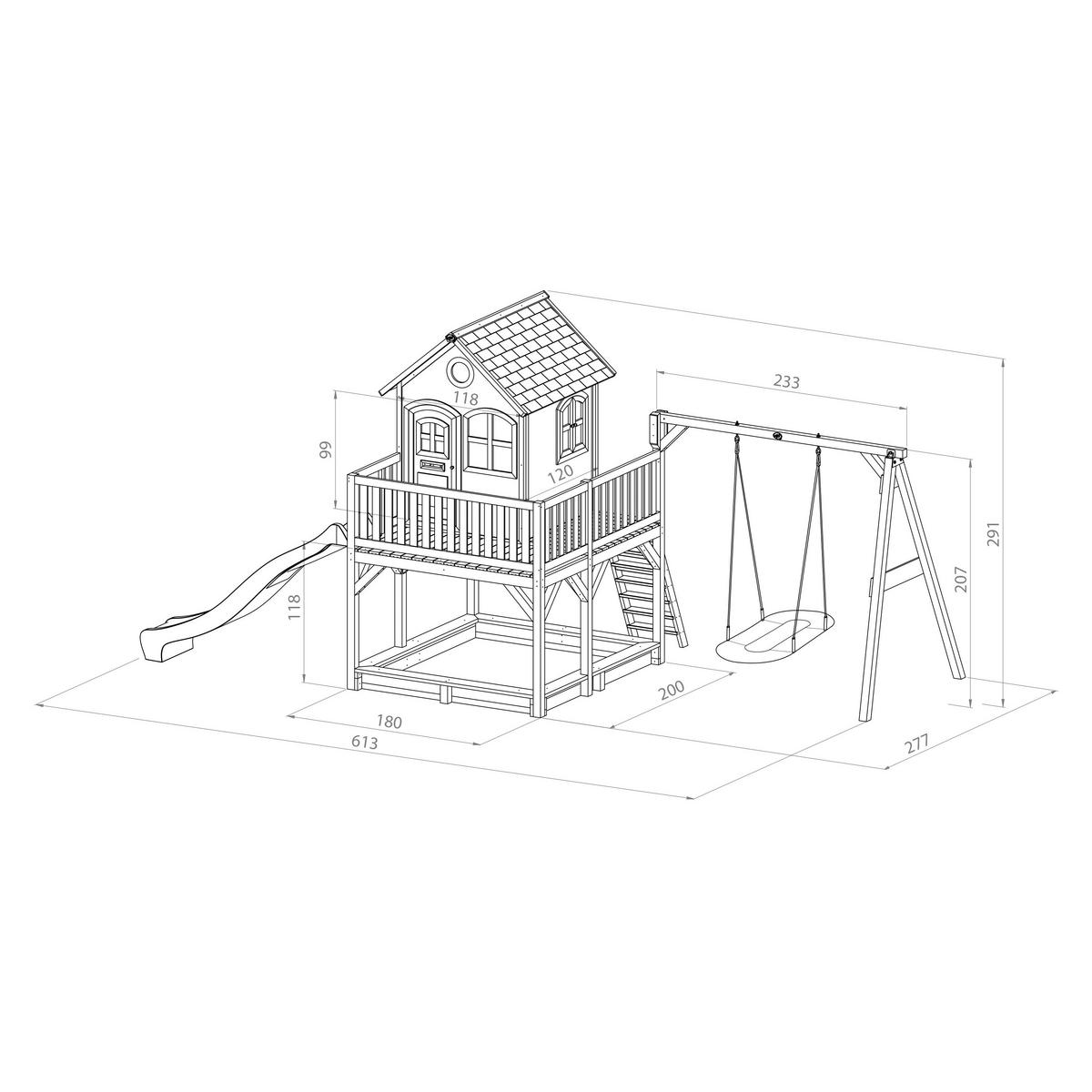 SPIELTURM 613/291/277 cm  - Braun/Weiß, KONVENTIONELL, Holz (613/291/277cm) - Ambia Garden