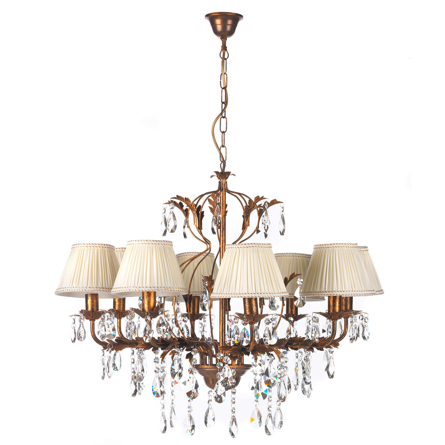 KRISTALL-HÄNGELEUCHTE 80/105 cm   - Bronzefarben, Design, Glas/Metall (80/105cm)