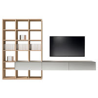 WOHNWAND  in Eichefarben, Hellgrau  284,6/187,3/48,3 cm  - Eichefarben/Hellgrau, Design, Glas/Holz (284,6/187,3/48,3cm) - Team 7