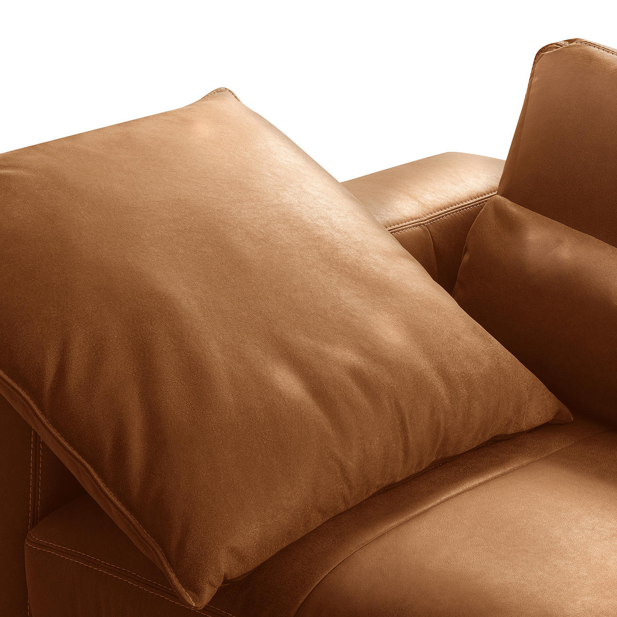 2-SITZER-SOFA  in Echtleder Cognac   - Cognac/Beige, Design, Leder/Kunststoff (240/85/123cm) - Livetastic