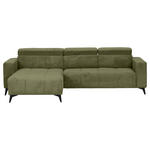ECKSOFA Dunkelgrün Cord Rücken echt, Kopfteilverstellung, Sitzvorzug  - Dunkelgrün/Schwarz, KONVENTIONELL, Textil/Metall (170/257cm) - Carryhome