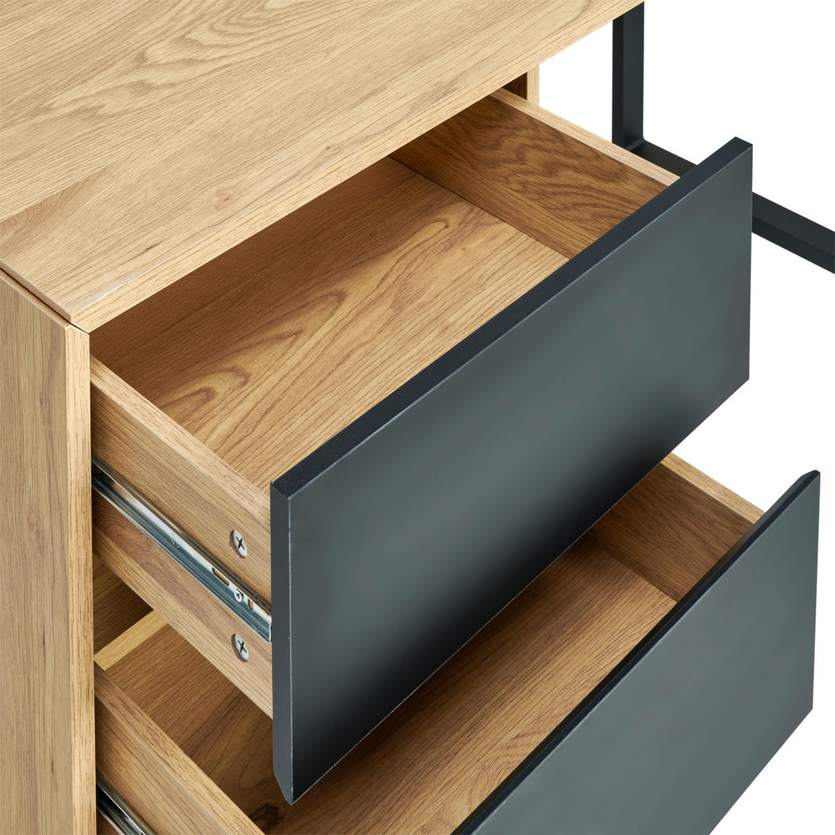 SCHREIBTISCH , Schwarz, Eichefarben,  - Eichefarben/Schwarz, MODERN, Holzwerkstoff/Metall (140/76/60cm) - MID.YOU