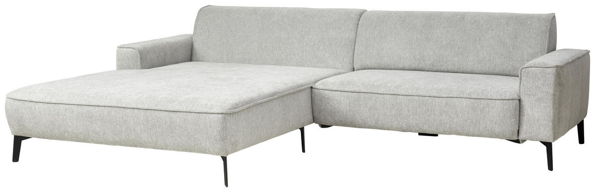 ECKSOFA in Flachgewebe Hellgrau  - Hellgrau/Schwarz, Design, Textil/Metall (190/285cm) - Johann Jakob