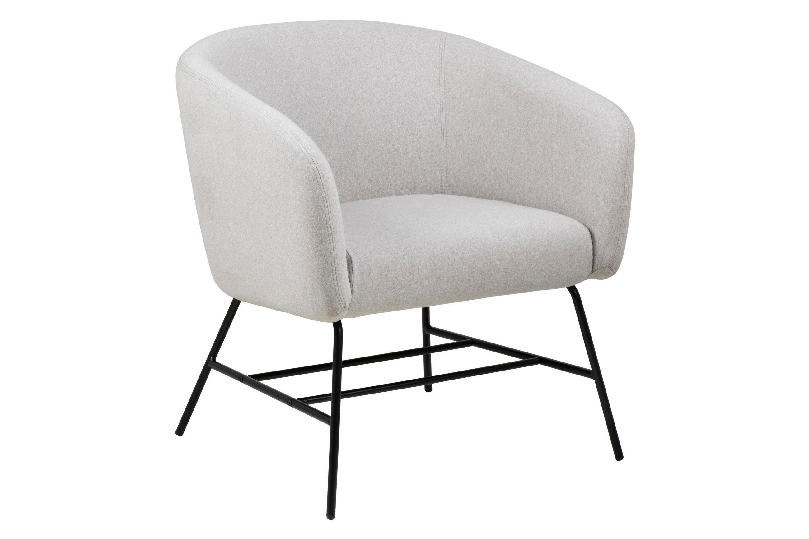 COCKTAILSESSEL Velours Hellgrau  - Hellgrau/Schwarz, Design, Textil/Metall (72/76/67cm) - Ambia Home