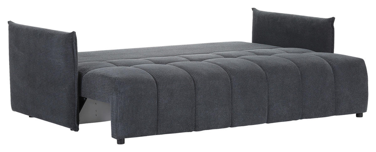 SCHLAFSOFA Plüsch Anthrazit  inkl. Zierkissen, Rückenkissen, Bettkasten, Schlaffunktion, Rücken echt, Liegefläche im Originalstoff  - Anthrazit/Schwarz, KONVENTIONELL, Kunststoff/Textil (200/73/105cm) - Carryhome