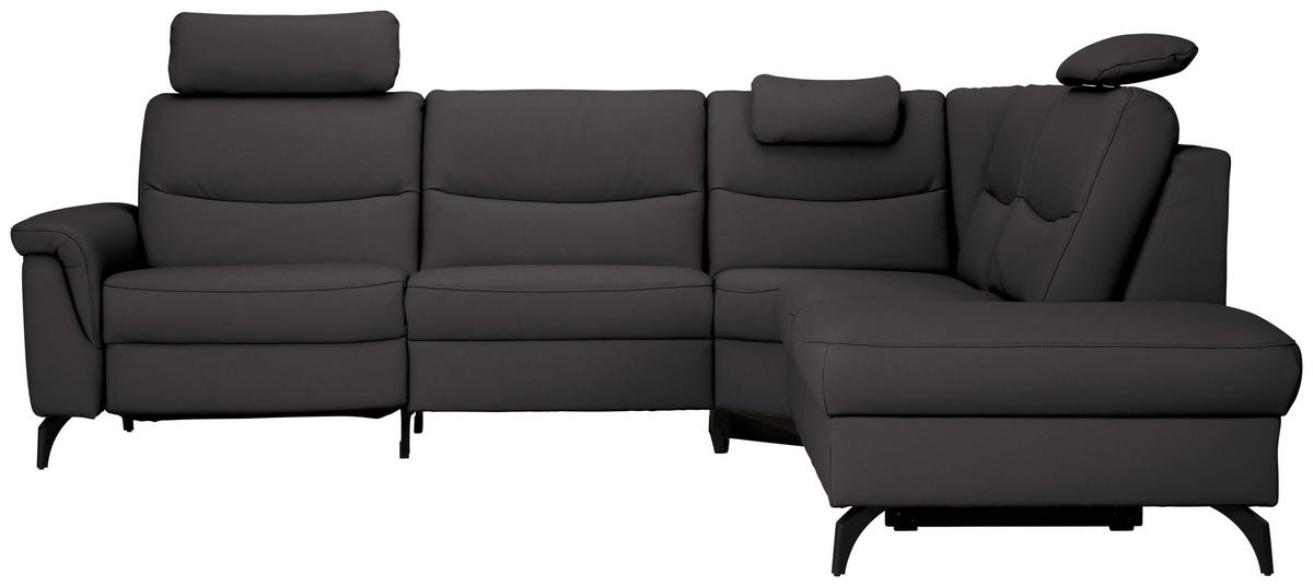 ECKSOFA  in Echtleder Schwarzbraun  280/249 cm  - Schwarzbraun/Anthrazit, Design, Leder/Metall (280/249cm) - Himolla Komfortklass