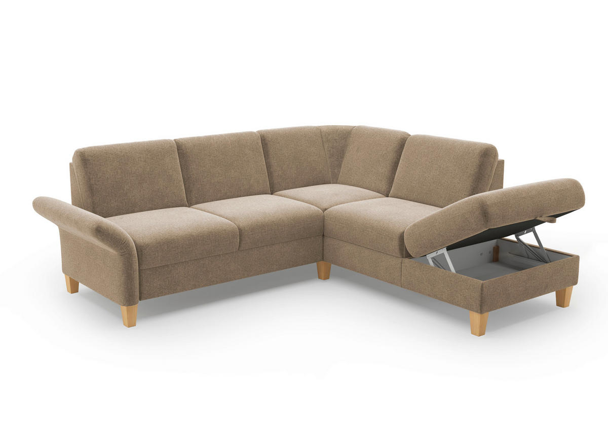 ECKSOFA ROCHELLE E Hellbraun Flachgewebe  - Hellbraun/Eichefarben, KONVENTIONELL, Holz/Textil (240/216cm) - Sit & More