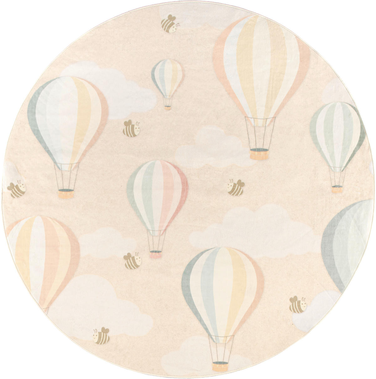 KINDERTEPPICH 160 cm Living Elora Creme, Hellrosa, Pastellblau rund  - Pastellblau/Hellrosa, Trend, Kunststoff/Textil (160cm) - Lindorug