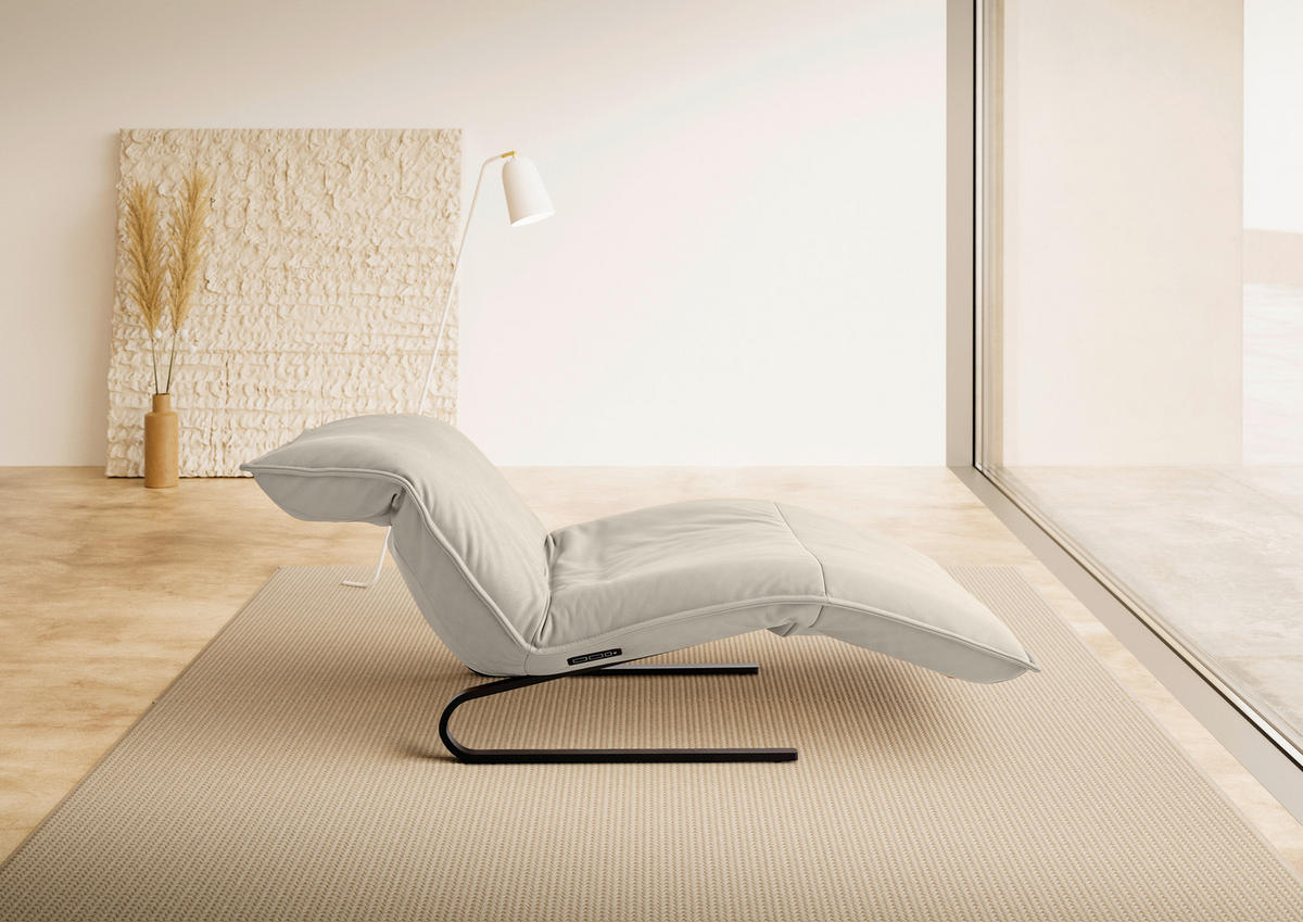 RELAXLIEGE Echtleder Beige  - Beige/Schwarz, Design, Leder/Metall (86/42-83/141-180cm) - Koinor