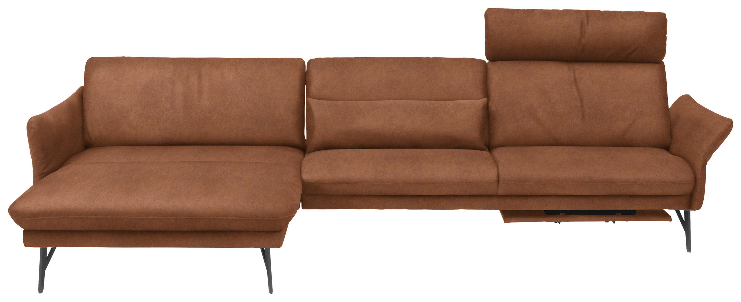 ECKSOFA Braun Lederlook Armteilverstellung, Sitztiefenverstellung  - Anthrazit/Braun, Design, Textil/Metall (174/330cm) - Himolla