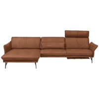 ECKSOFA  in Lederlook Braun Armteilverstellung, Sitztiefenverstellung  174/330 cm  - Anthrazit/Braun, Design, Textil/Metall (174/330cm) - Himolla