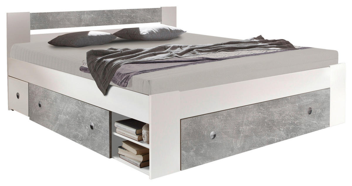 POSTELJNA GARNITURA  180 cm  x  200 cm , siva, bela  - siva/bela, Moderno (180/200cm) - MID.YOU