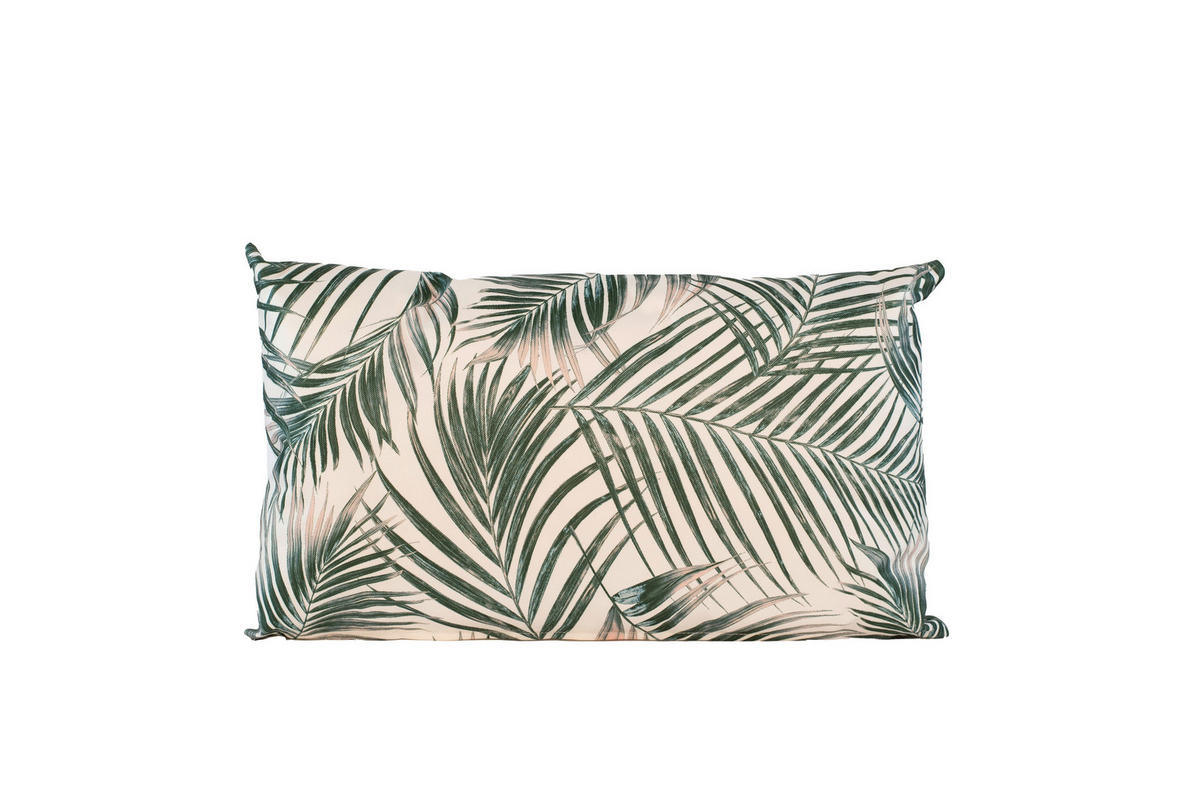 OUTDOOR-KISSEN Blätter  - Weiß/Grün, Basics, Kunststoff (50/30cm)