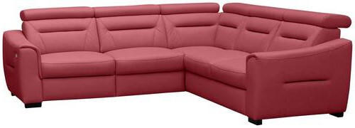 ECKSOFA Lederlook Echtleder Rot  - Wengefarben/Rot, Design, Leder/Holz (260/260cm) - Celina Home