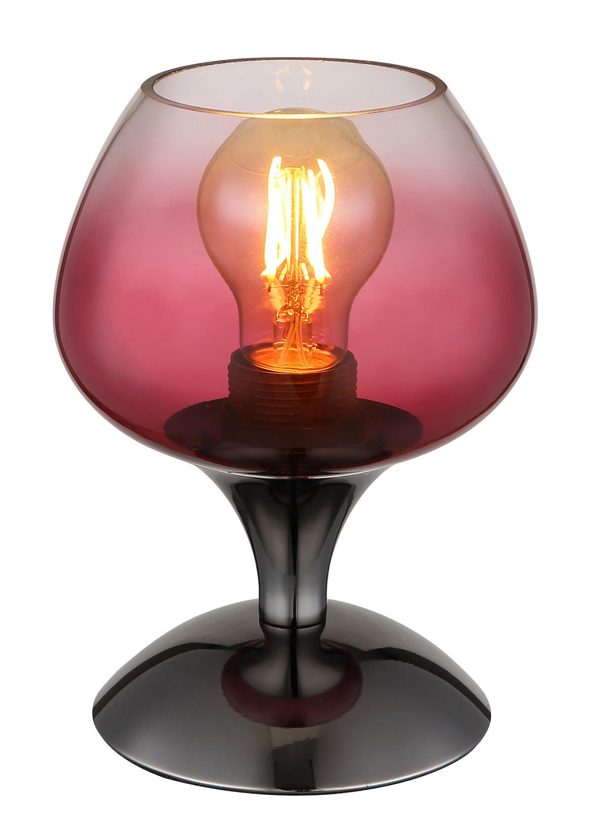 STOLNÍ LAMPA, E27, 15/20,5 cm  - ostružinová/čiré, Trend, kov/sklo (15/20,5cm) - Globo