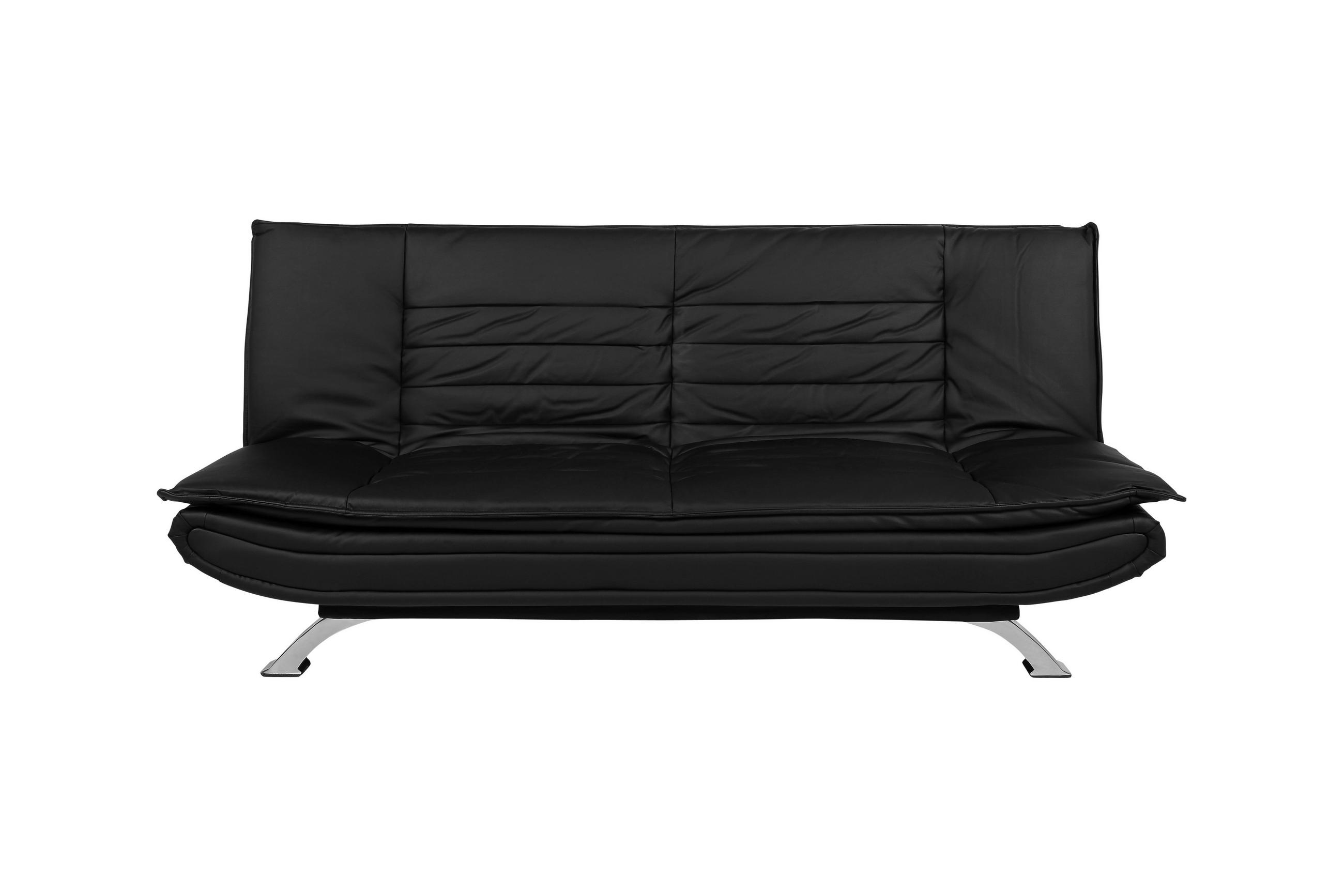 BÄDDSOFFA i läderimitation svart  - kromfärg/svart, Design, metall/textil (196/91/98cm) - Best Price