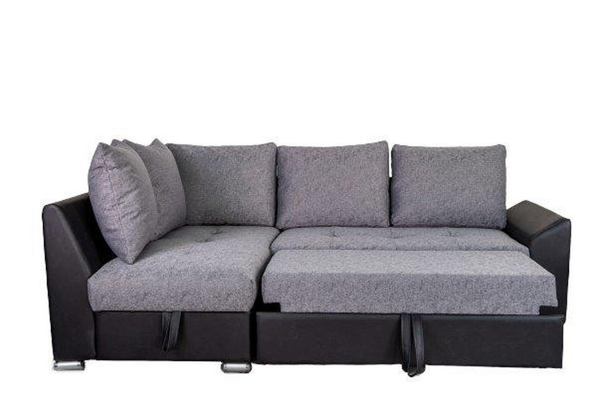 SJEDEĆA GARNITURA drvo, plastika, tekstil, drvni materijal  siva, crna   - siva/crna, Design, drvni materijal/drvo (150/240cm)
