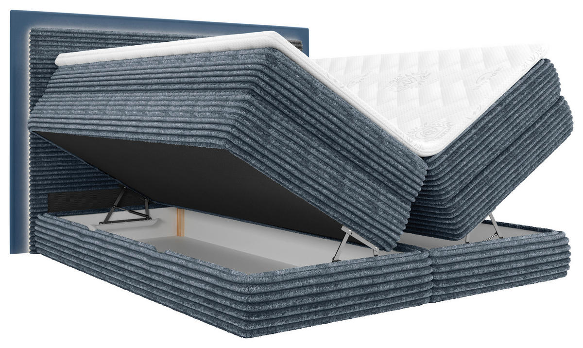 BOXSPRINGBETT 180/200 cm  in Dunkelblau  - Schwarz/Dunkelblau, Trend, Holz/Holzwerkstoff (180/200cm) - Boxxx