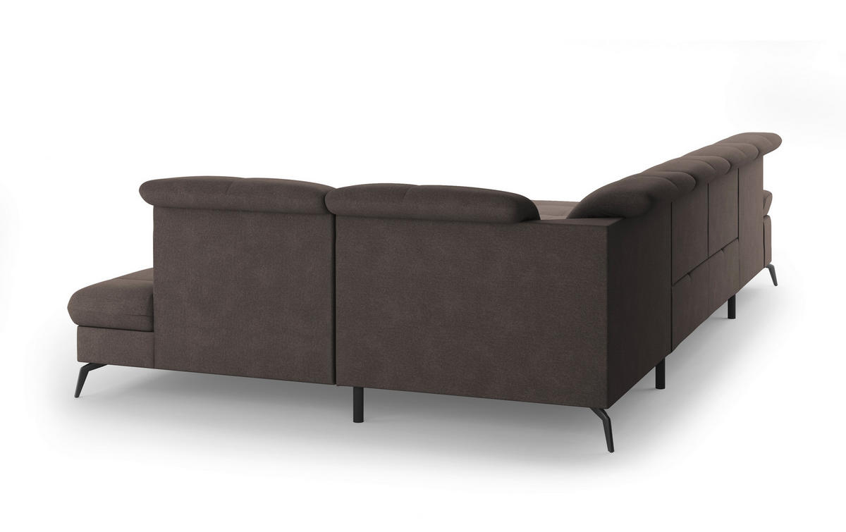 WOHNLANDSCHAFT in Flachgewebe Graphitfarben  - Schwarz/Graphitfarben, Konventionell, Textil/Metall (185/357/231cm) - Sit & More