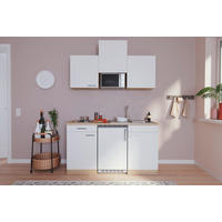 MINIKÜCHE 150 cm   in Weiss, Eichefarben  - Weiss/Eichefarben, Basics, Holzwerkstoff (150cm) - Respekta