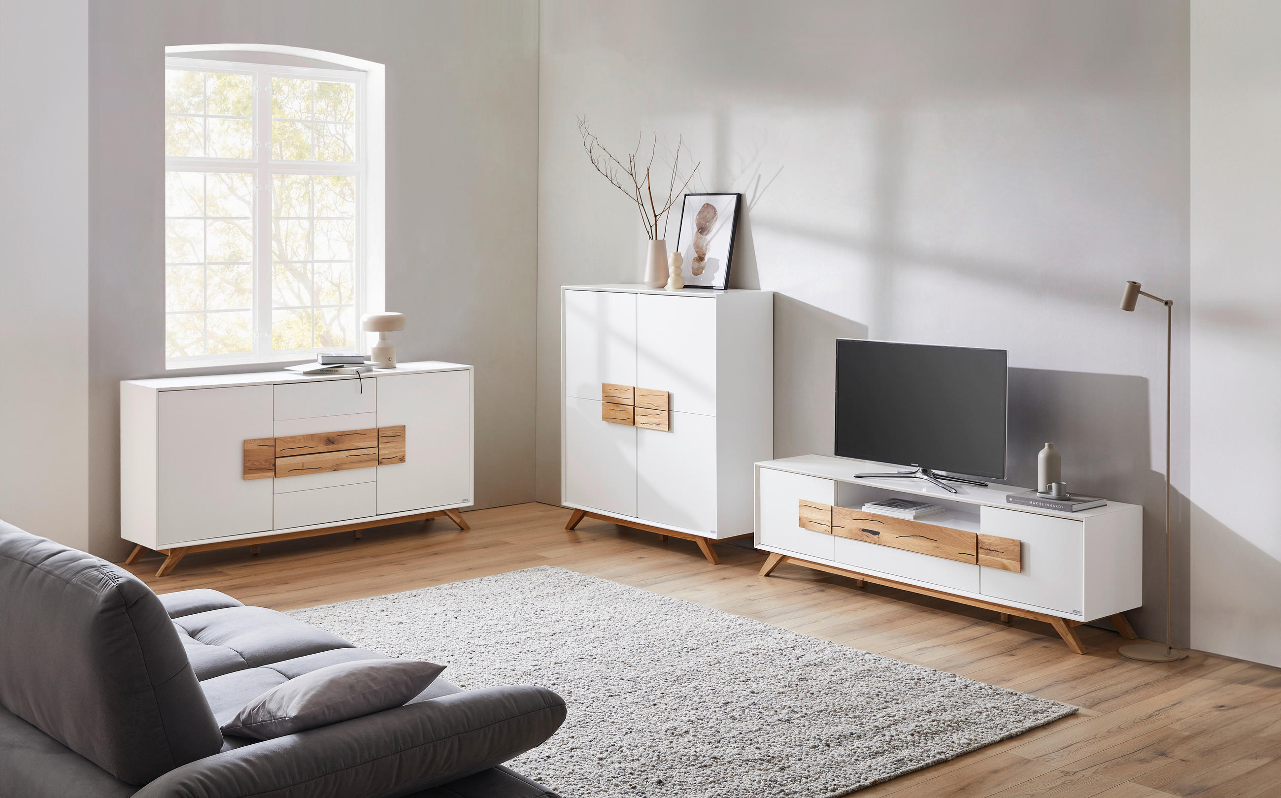 SIDEBOARD  in 178/89/40 cm  - Eichefarben/Weiß, Design, Holz/Holzwerkstoff (178/89/40cm) - Xora