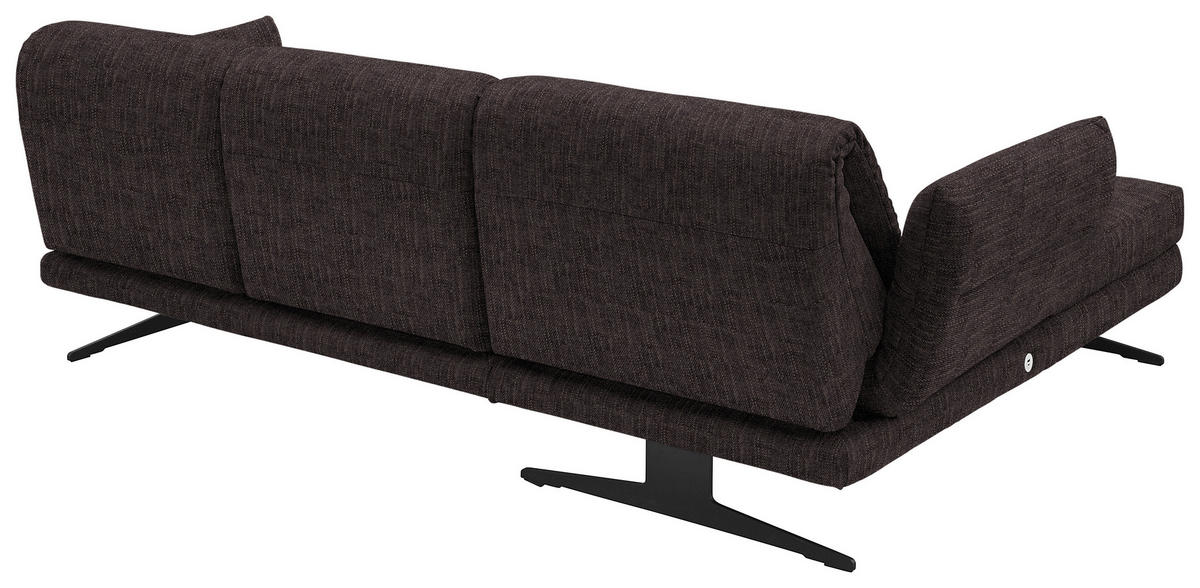ECKSOFA in Flachgewebe Mokka  - Schwarz/Mokka, Design, Textil/Metall (176-217/279-327cm) - Dieter Knoll