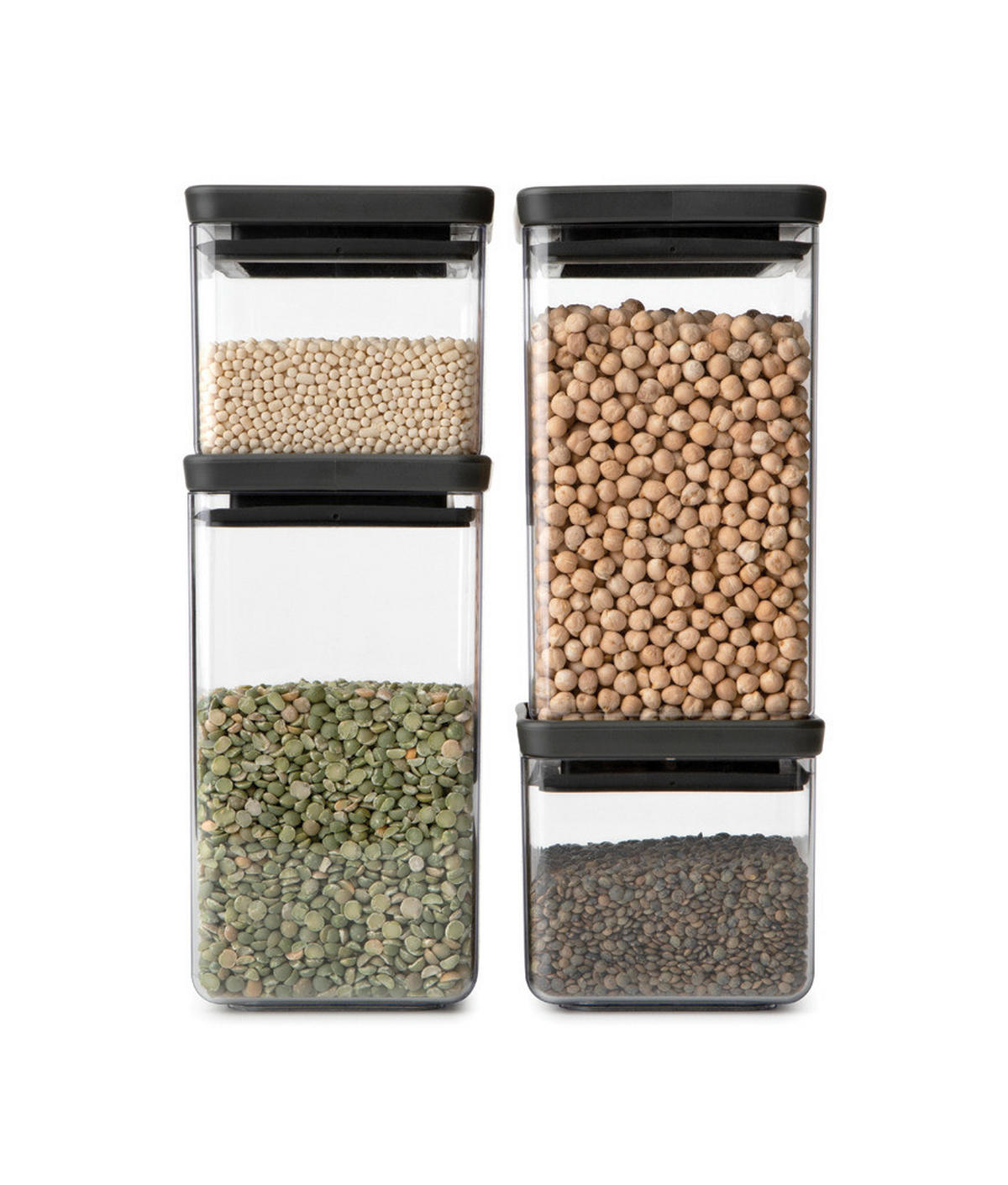 SADA DÓZ 4 ks 4dílné - černá/průhledné, Design, plast (11.2/29.6/22.3cm) - Brabantia