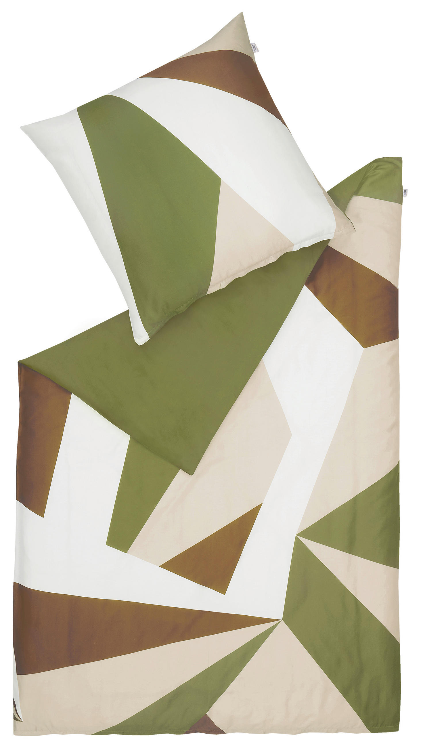 POVLEČENÍ, satén, hnědá, krémová, zelená, bílá, 140/200 cm - bílá/krémová, Trend, textil (140/200cm) - Schöner Wohnen