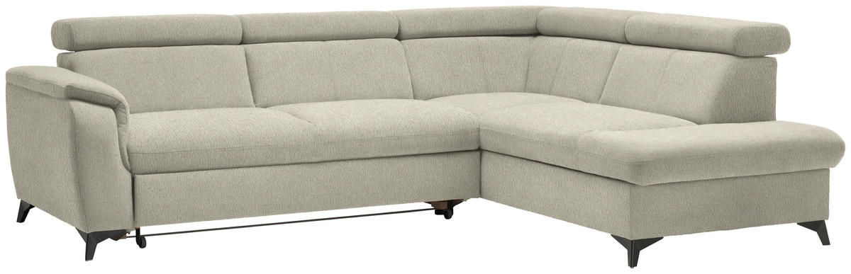 ECKSOFA in Teddystoff Ecru  - Ecru/Schwarz, Design, Textil/Metall (260/203cm) - Stylife