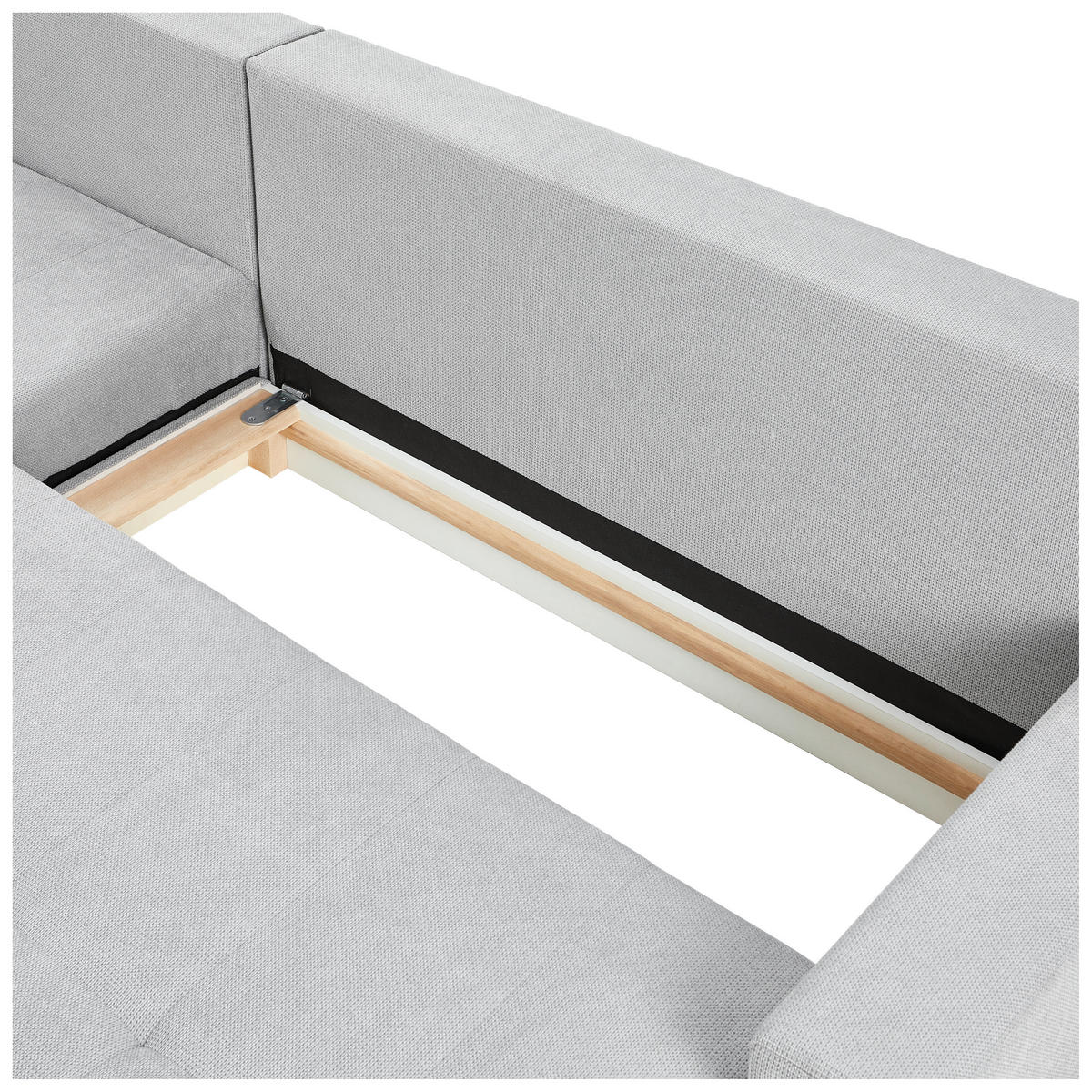 ECKSOFA in Webstoff Hellgrau  - Hellgrau/Schwarz, Konventionell, Kunststoff/Textil (231/157cm) - P & B
