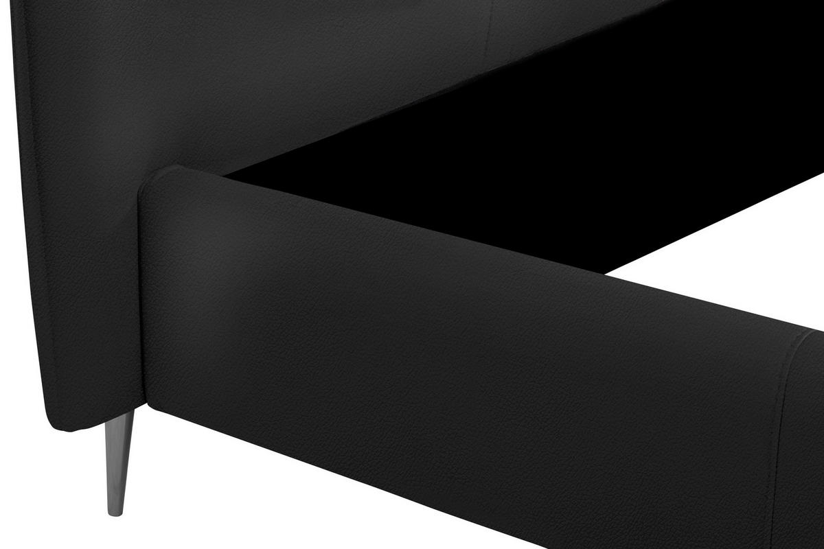 POLSTERBETT 160/200 cm,  in Schwarz, gepolstertes Kopfteil,  - Schwarzchrom/Schwarz, KONVENTIONELL, Leder/Metall (160/200cm) - Esposa