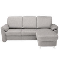 ECKSOFA in Webstoff Hellgrau  - Chromfarben/Hellgrau, Konventionell, Textil/Metall (220/163cm) - Beldomo System
