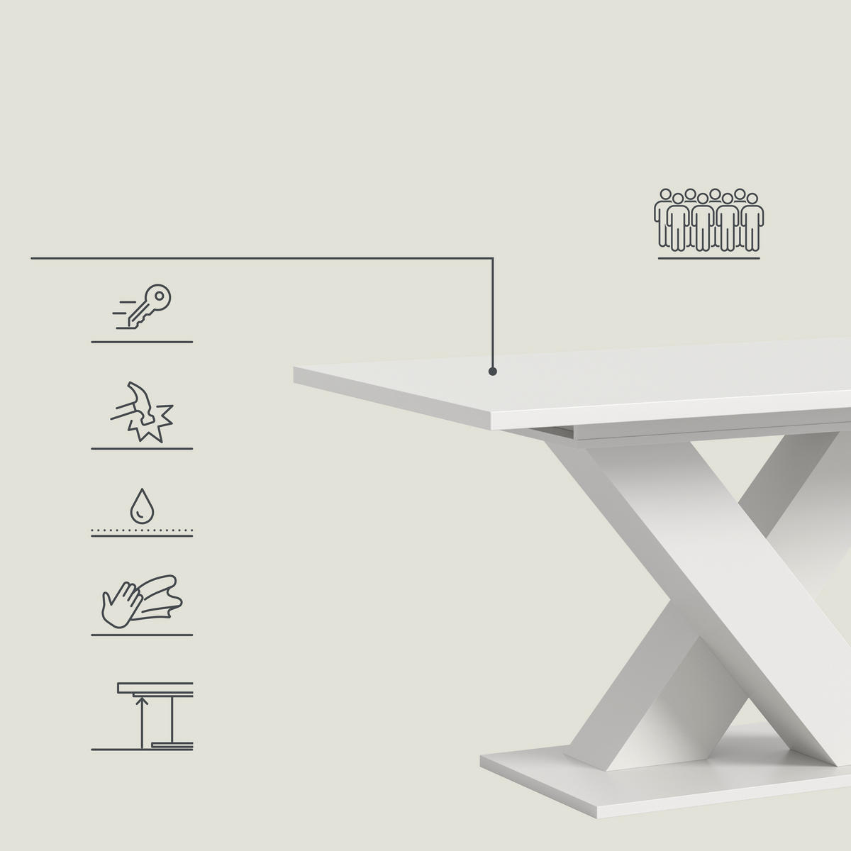 ESSTISCH in Holzwerkstoff 150-190/90/76 cm  - Weiß, KONVENTIONELL, Holzwerkstoff (150-190/90/76cm) - MID.YOU