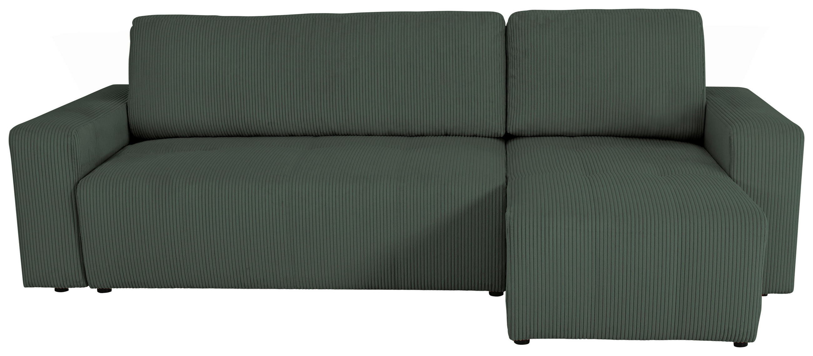ECKSCHLAFSOFA  mit Cord Dunkelgrün  - Dunkelgrün/Schwarz, KONVENTIONELL, Textil (248/146cm) - Xora