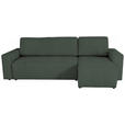 ECKSCHLAFSOFA  mit Cord Dunkelgrün  - Dunkelgrün/Schwarz, KONVENTIONELL, Textil (248/146cm) - Xora