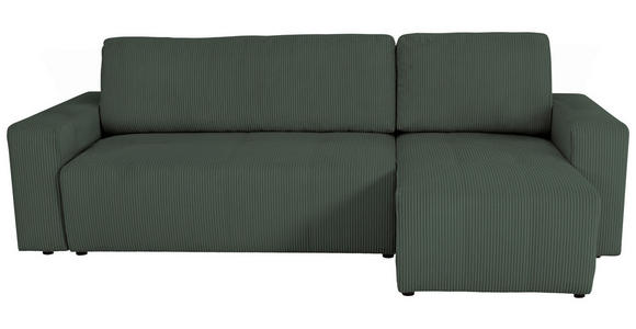 ECKSCHLAFSOFA  mit Cord Dunkelgrün  - Dunkelgrün/Schwarz, KONVENTIONELL, Textil (248/146cm) - Xora