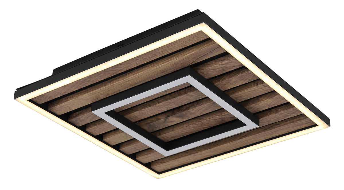 LED-DECKENLEUCHTE    30/30/6 cm  - Weiss/Dunkelbraun, Natur, Holzwerkstoff/Kunststoff (30/30/6cm) - Globo