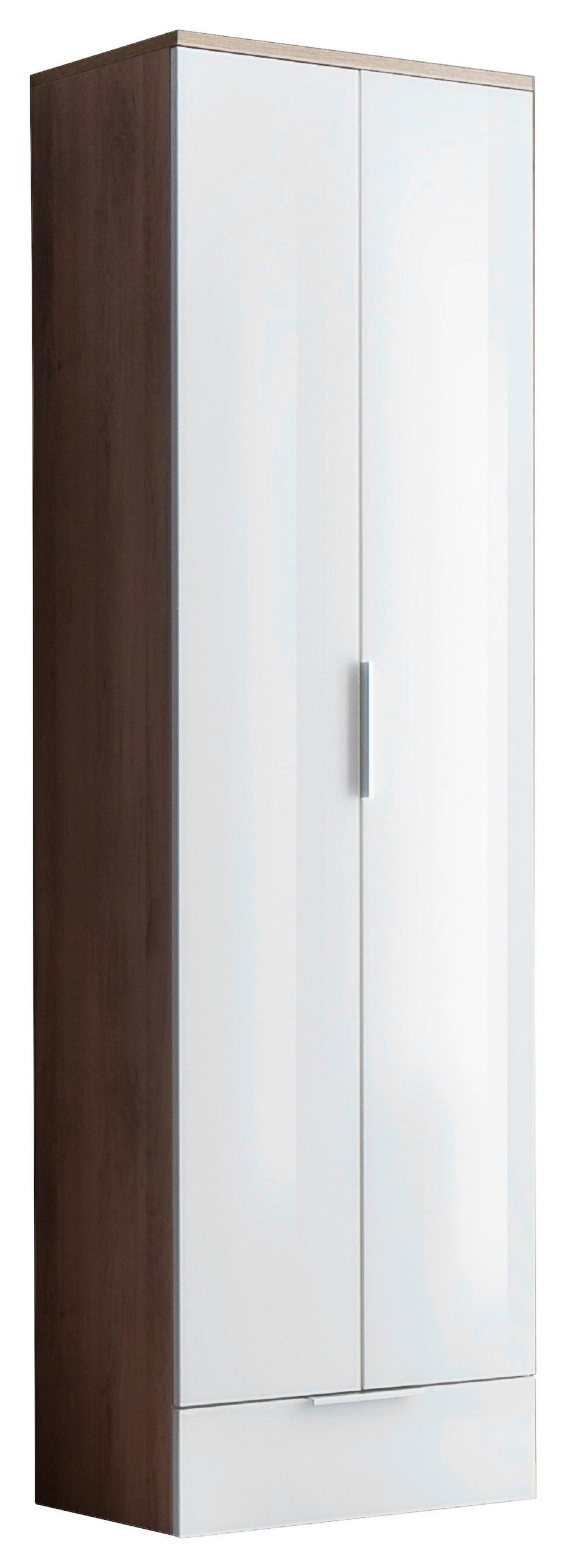GARDEROBENSCHRANK Weiß, Eichefarben - Eichefarben/Silberfarben, KONVENTIONELL, Glas/Holzwerkstoff (61/200/36cm) - Cassando