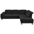 ECKSOFA  in Flachgewebe Schwarz  301/243 cm  - Wildeiche/Schwarz, Natur, Holz/Textil (301/243cm) - Voleo