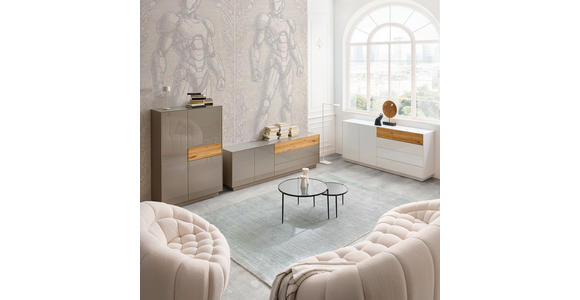 LOWBOARD Taupe, Eichefarben 207/69/42 cm - Taupe/Eichefarben, Design, Glas/Holz (207/69/42cm) - Novel