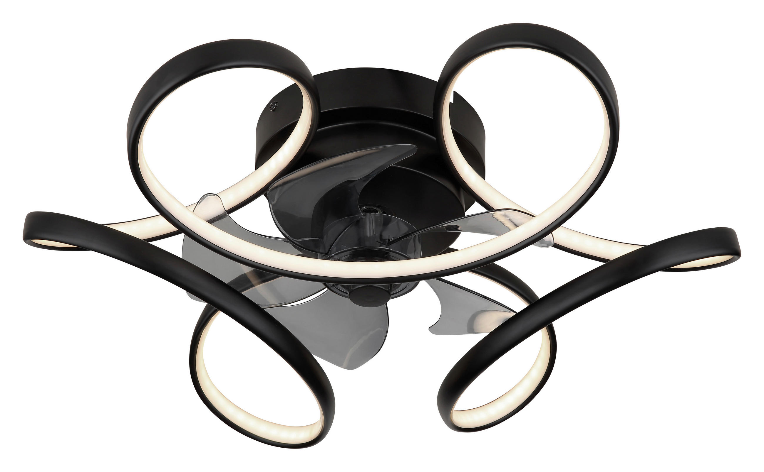 MENNYEZETI VENTILÁTOR - fekete/opál, Design, műanyag/fém (56/21cm) - Globo