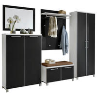 GARDEROBE 6-teilig  in 260/193/40 cm  - Hellbraun/Anthrazit, Design, Glas/Holzwerkstoff (260/193/40cm)