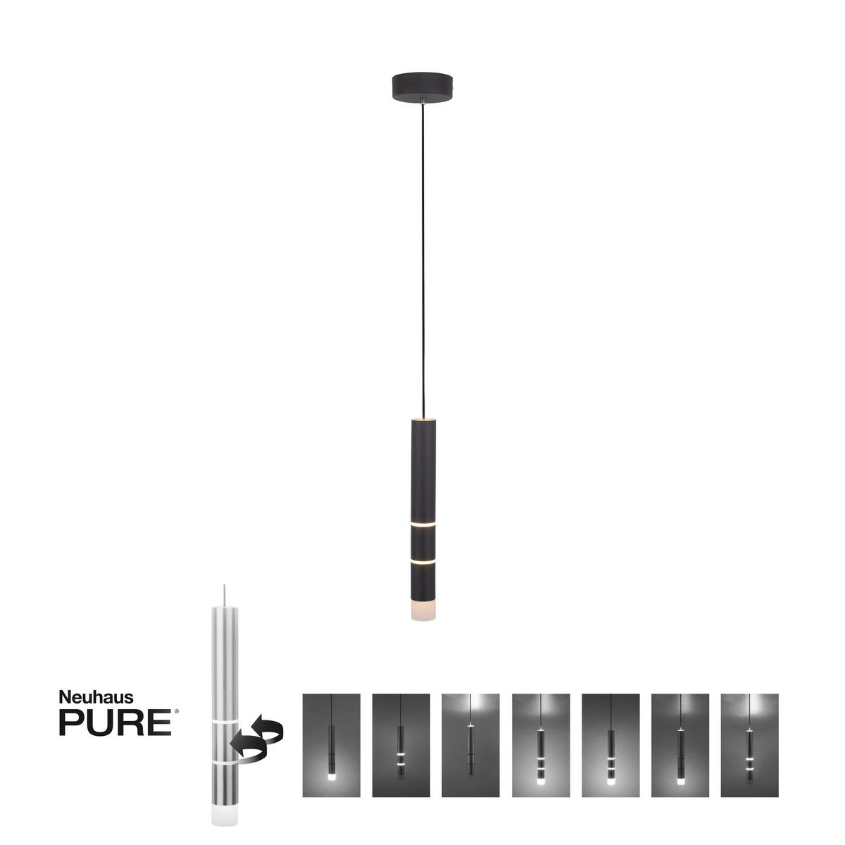 VISEČA LED-SVETILKA   /540 lm/3000 K// - črna, Design, kovina/umetna masa (12/12/120cm)