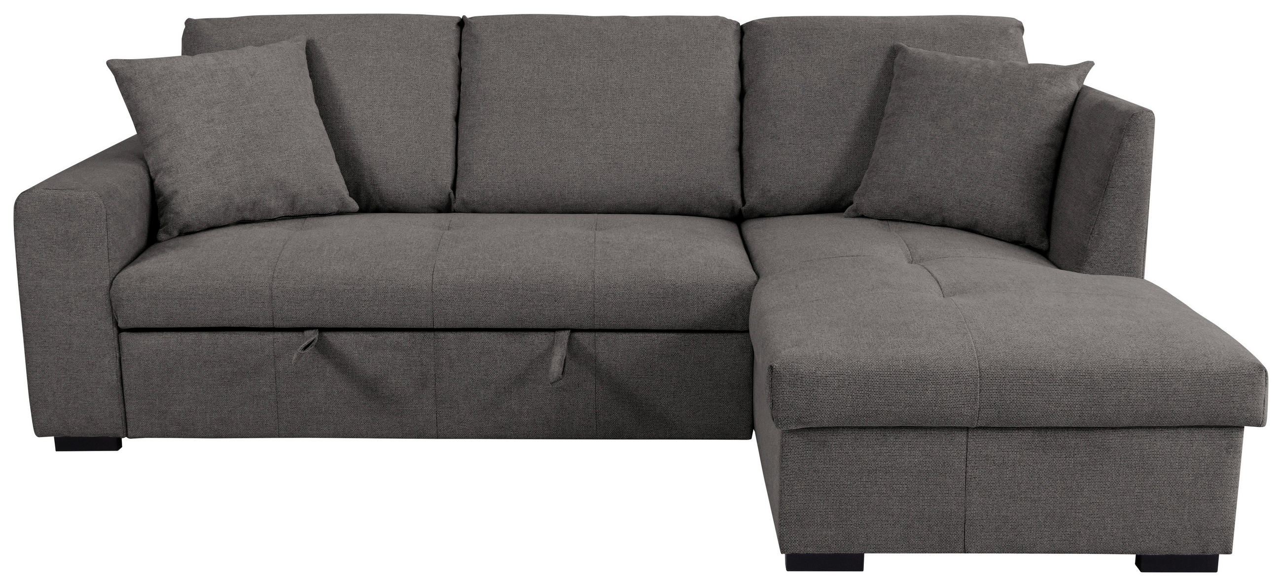 ECKSOFA LUKAS Dunkelgrau Struktur Zierkissen, Bettkasten  - Dunkelgrau, Trend, Textil (239/158cm) - P & B