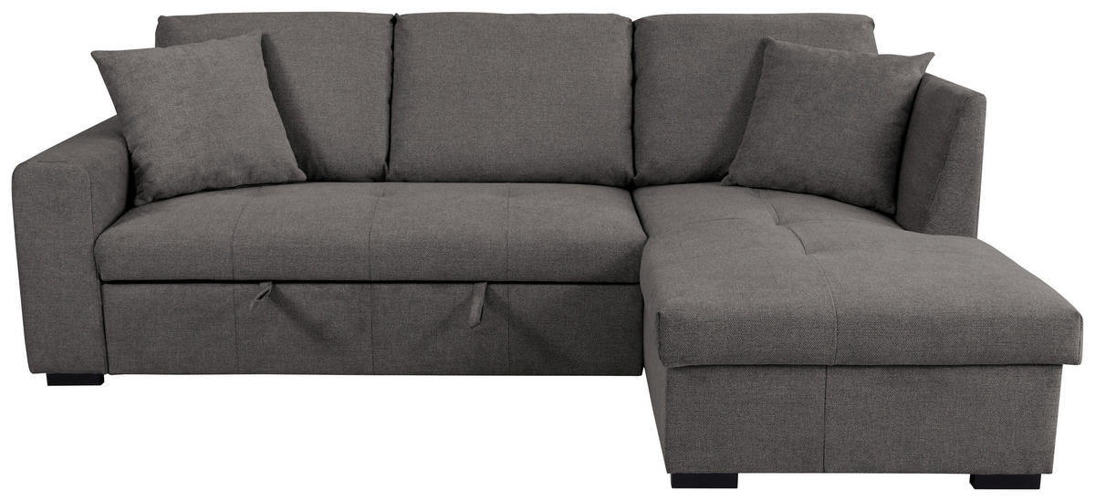 ECKSOFA LUKAS Dunkelgrau Struktur Zierkissen, Bettkasten  - Dunkelgrau, Trend, Textil (239/158cm) - P & B