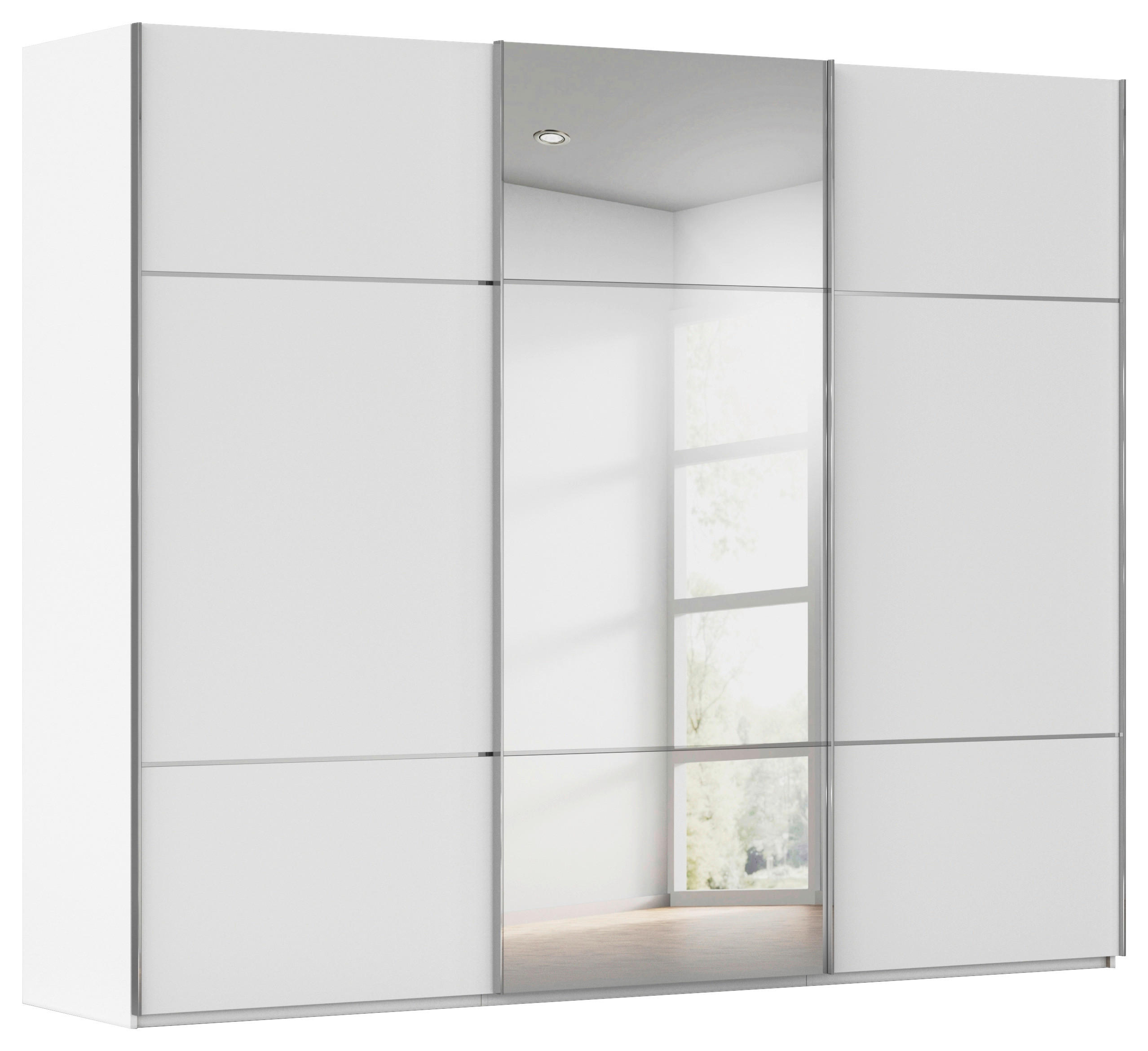 SCHWEBETÜRENSCHRANK 242/223/68 cm 3-türig Weiß  - Chromfarben/Weiß, KONVENTIONELL, Glas/Holzwerkstoff (242/223/68cm) - Novel