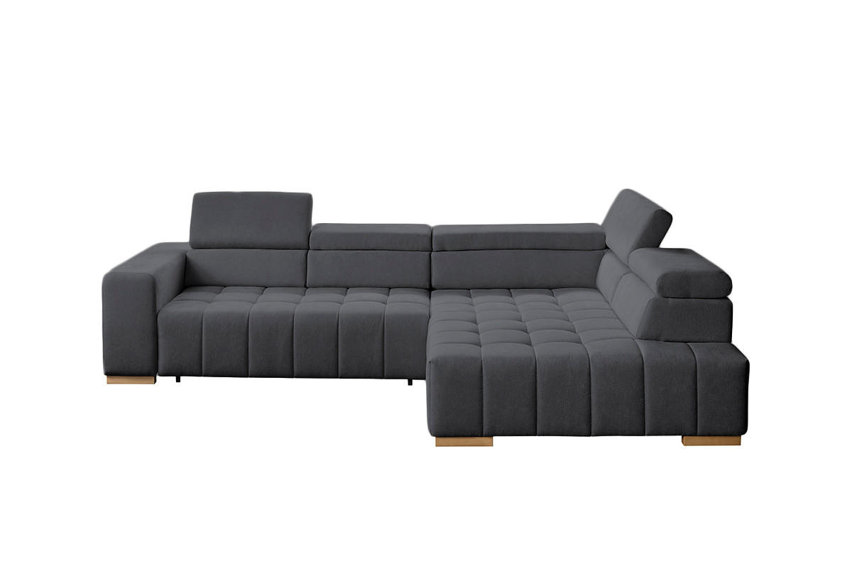 ECKSOFA in Chenille Graphitfarben  - Graphitfarben/Naturfarben, Design, Holz/Textil (307/201cm) - Livetastic