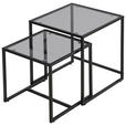 BEISTELLTISCHSET quadratisch Grau, Schwarz  - Schwarz/Grau, Design, Glas/Metall (40-45/40-45/40-50cm) - Carryhome