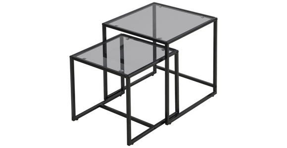 BEISTELLTISCHSET quadratisch Grau, Schwarz  - Schwarz/Grau, Design, Glas/Metall (40-45/40-45/40-50cm) - Carryhome